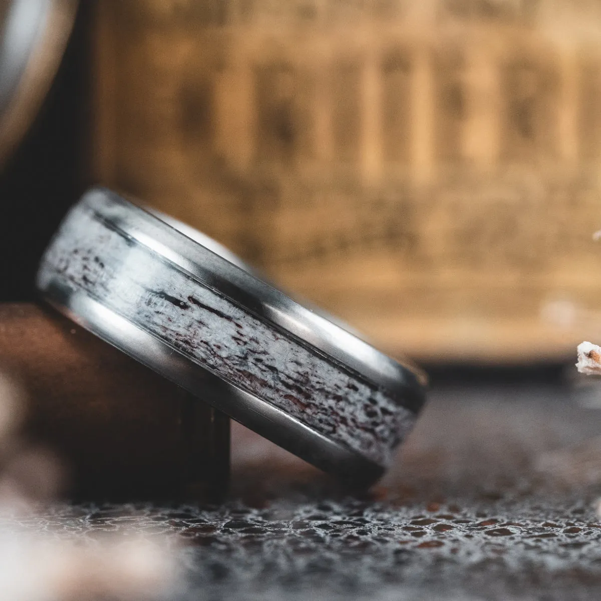 The Marksman | Men's Elk Antler and Titanium Wedding Band