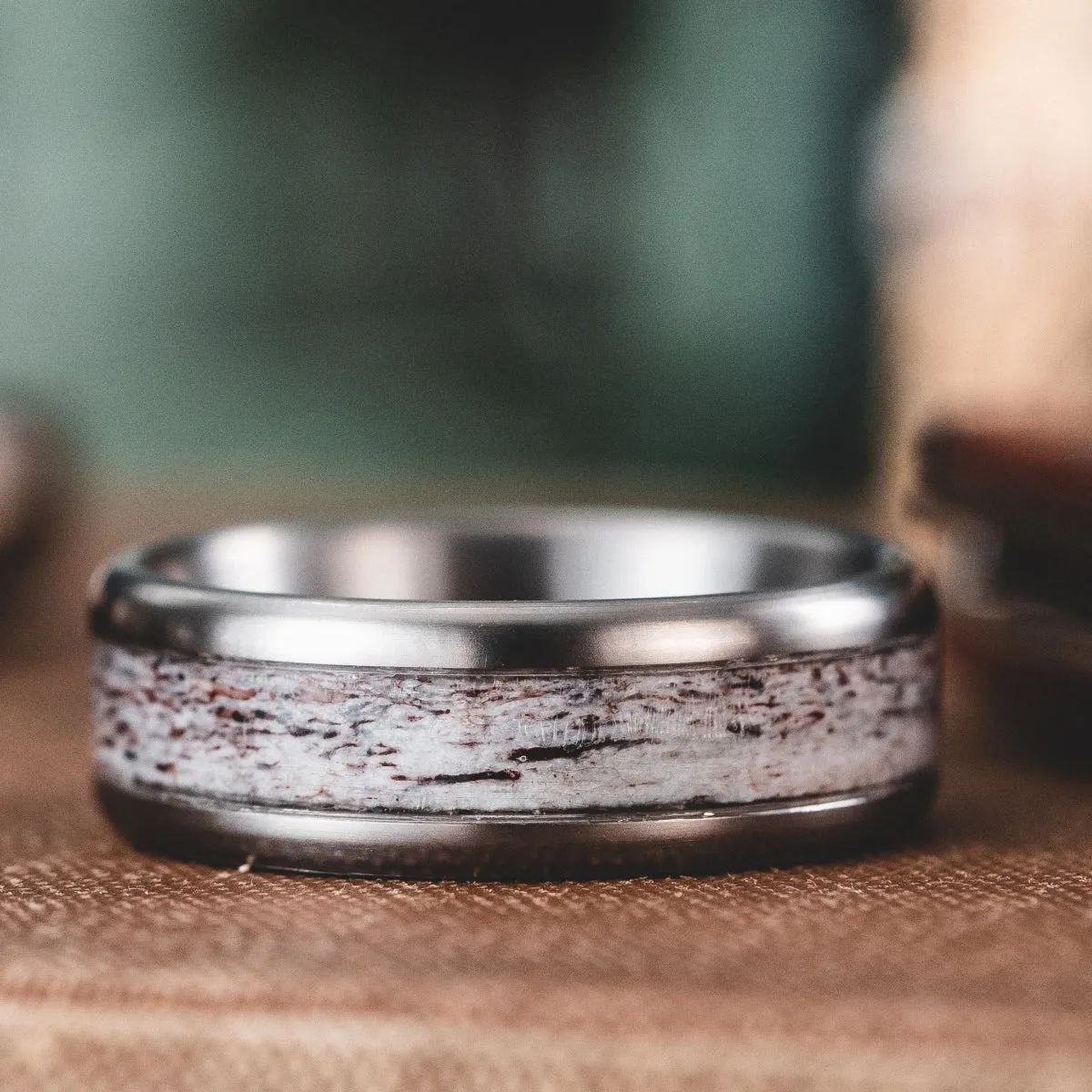The Marksman | Men's Elk Antler and Titanium Wedding Band