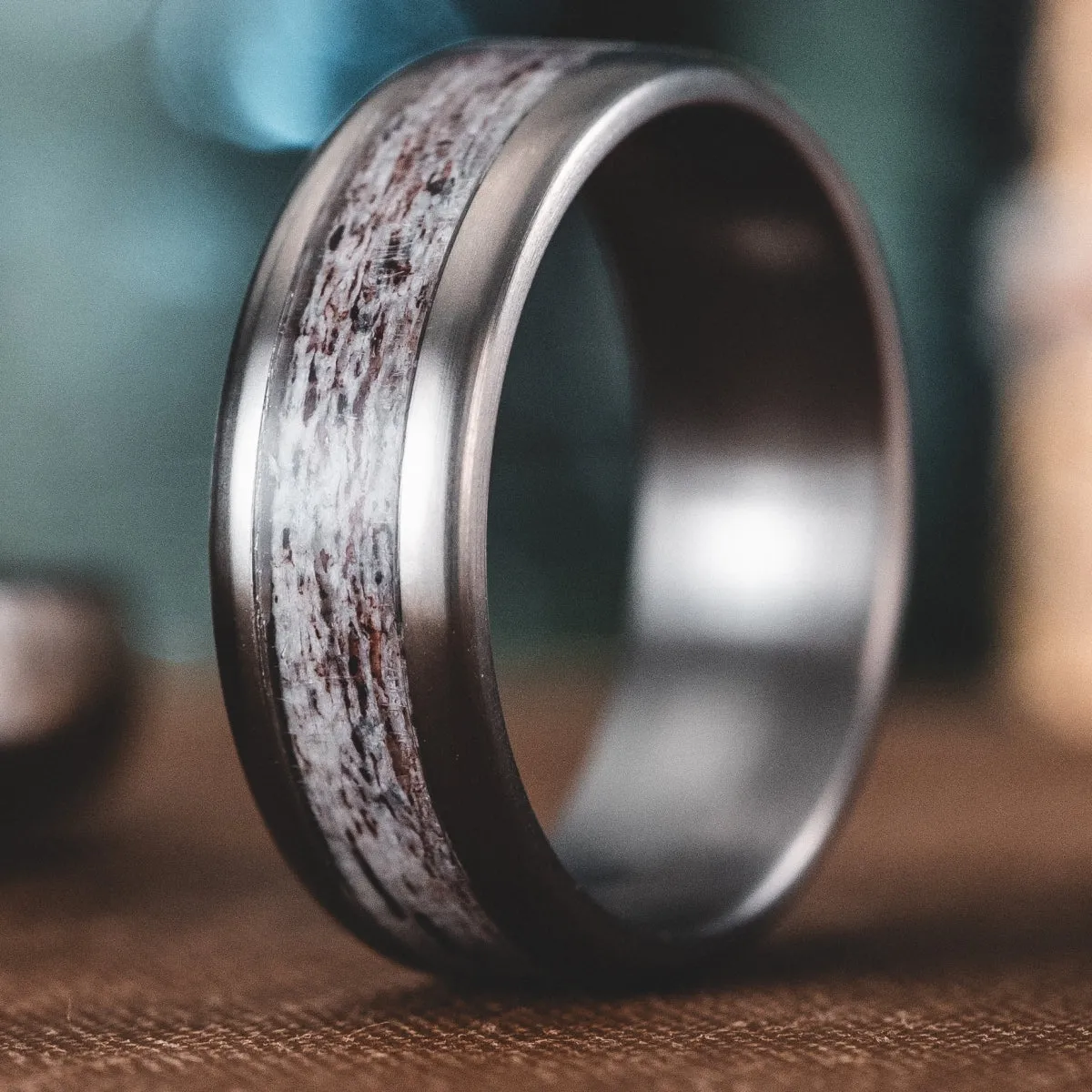The Marksman | Men's Elk Antler and Titanium Wedding Band