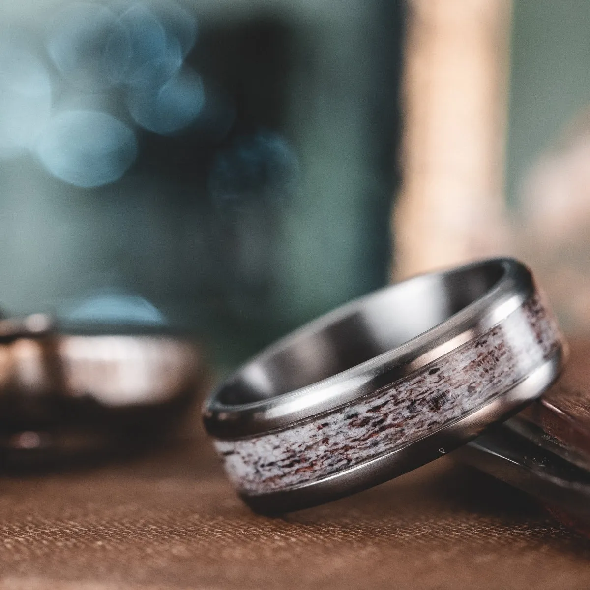 The Marksman | Men's Elk Antler and Titanium Wedding Band