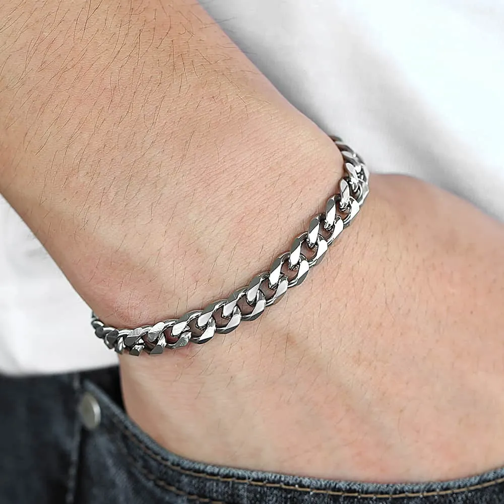 Trendy 3-11mm wide Stainless Steel bracelets 7-11 in in length, Black, Silver or Gold