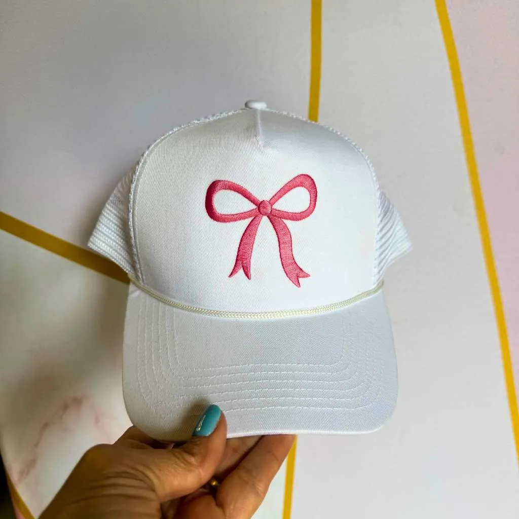 Trendy Coquette Pink Bow Foam Trucker at Mother's Day gift