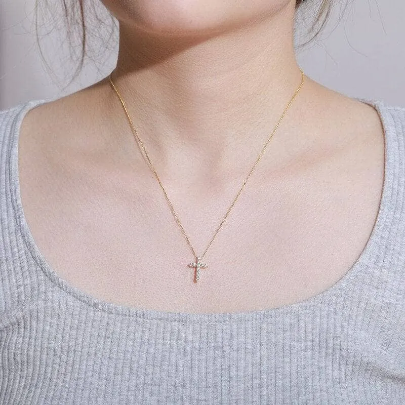 Trendy Cross Diamond Necklace