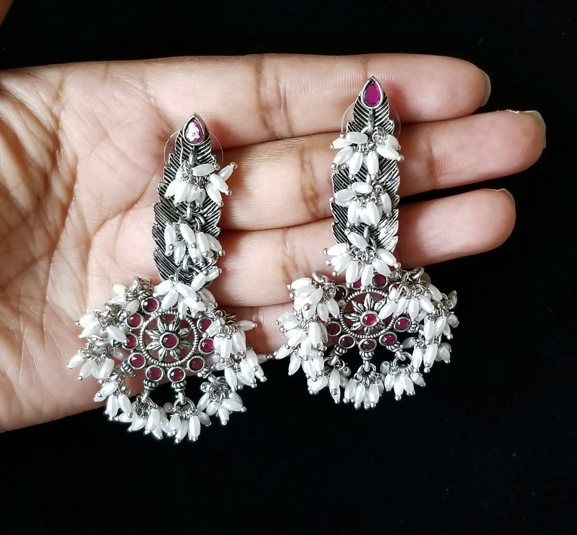 Trendy Earring With Oxidised Plating HL17 Ruby