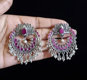 Trendy Earring With Oxidised Plating RN10 Ruby