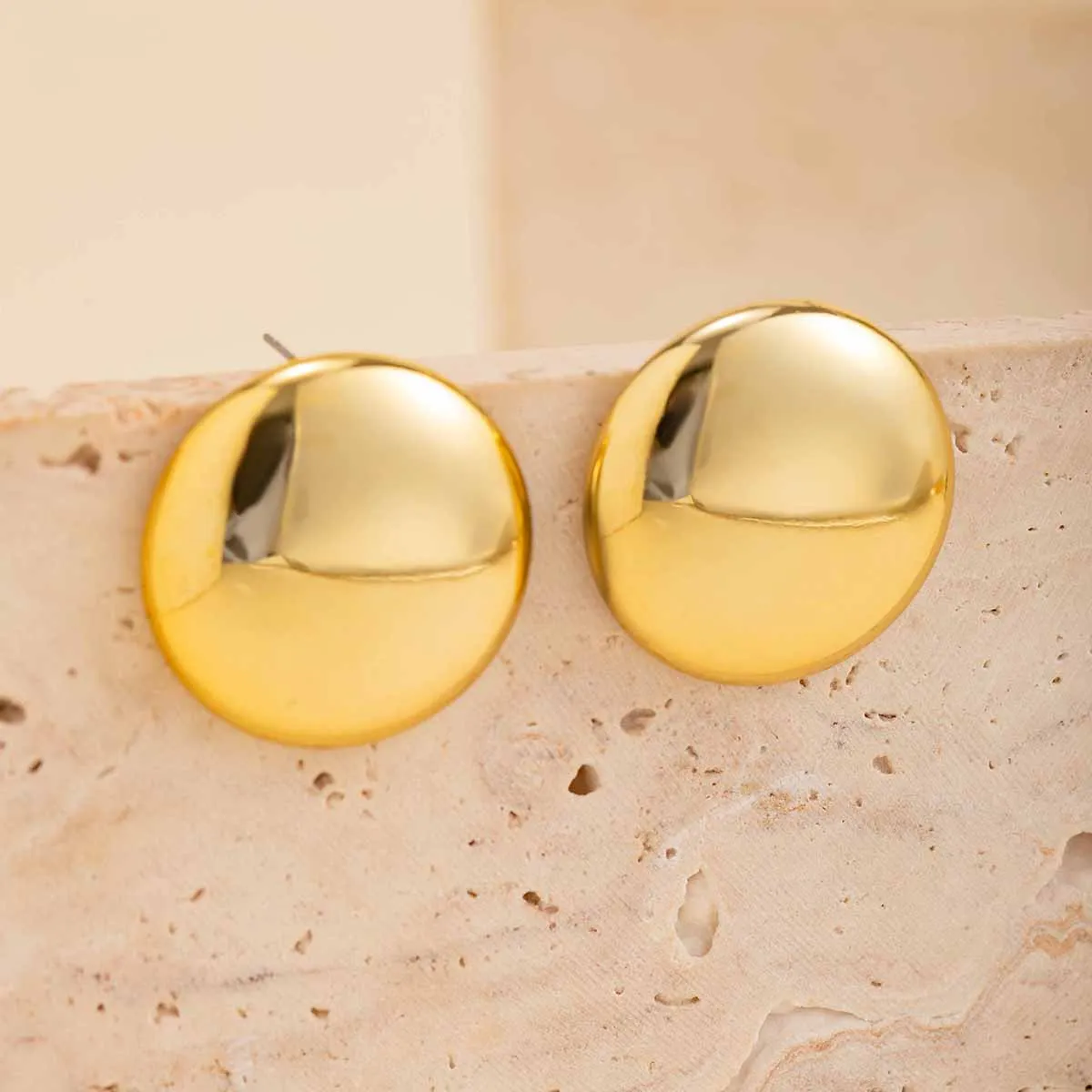 Trendy Gold Plated Glossy Mirror Earrings