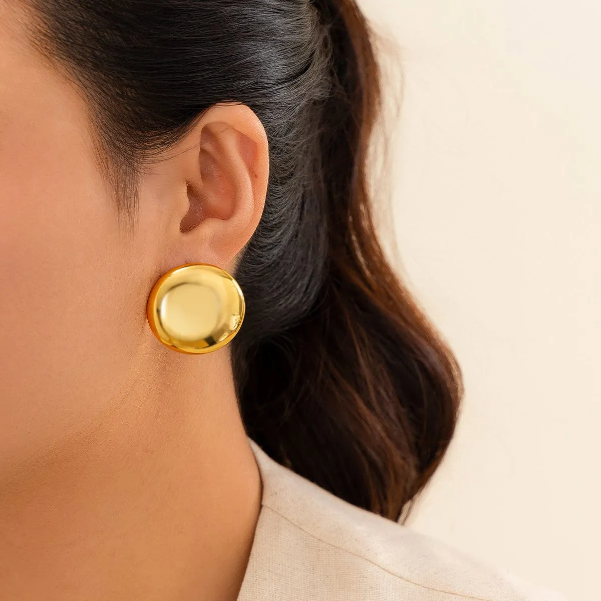 Trendy Gold Plated Glossy Mirror Earrings