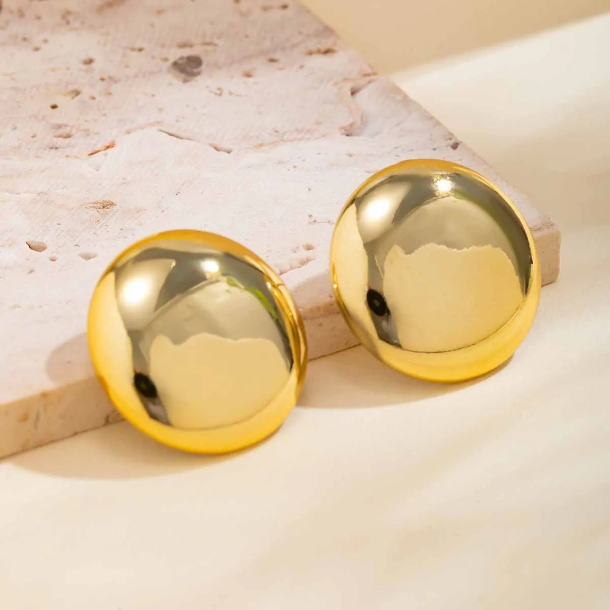 Trendy Gold Plated Glossy Mirror Earrings