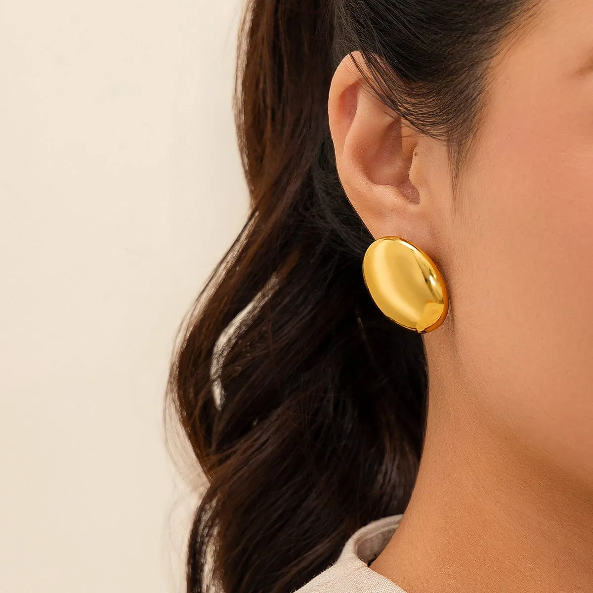 Trendy Gold Plated Glossy Mirror Earrings