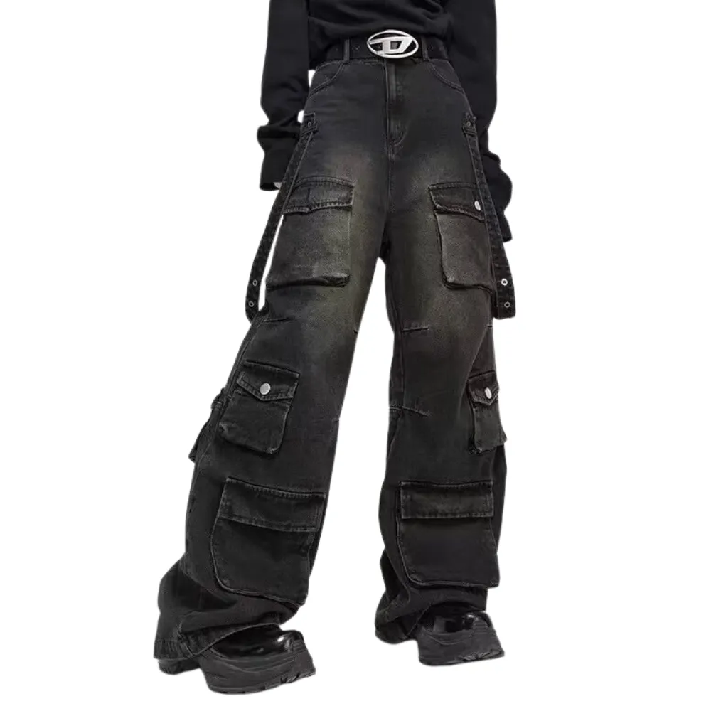 🔥Trendy Multi Pockets Baggy Cargo Jeans