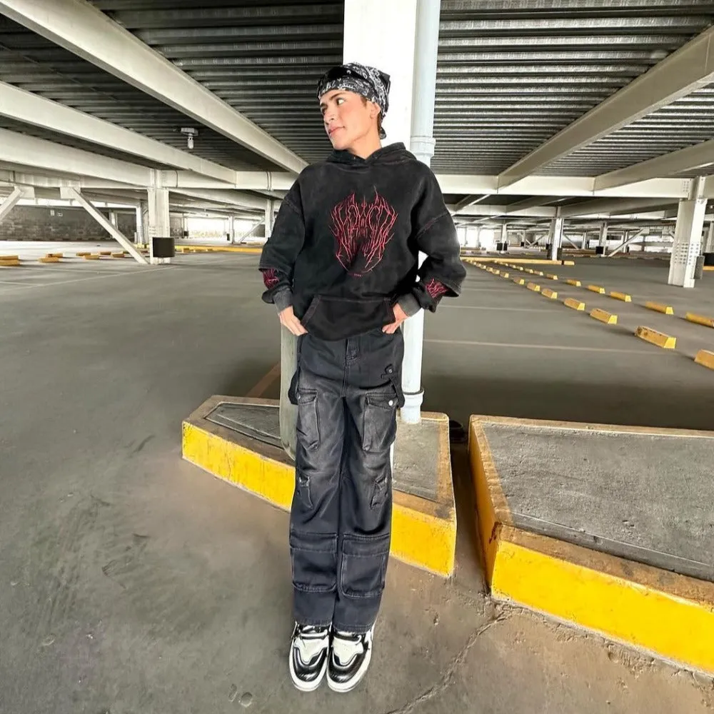 🔥Trendy Multi Pockets Baggy Cargo Jeans