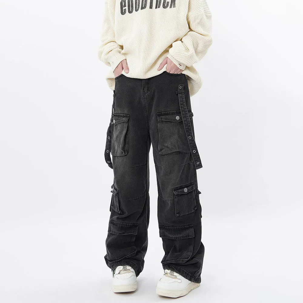 🔥Trendy Multi Pockets Baggy Cargo Jeans
