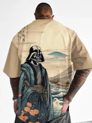 Trendy Samurai Print Short Sleeve Shirt