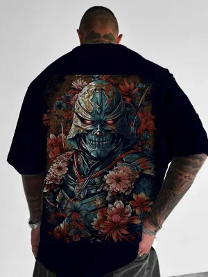Trendy Samurai Print Short Sleeve Shirt