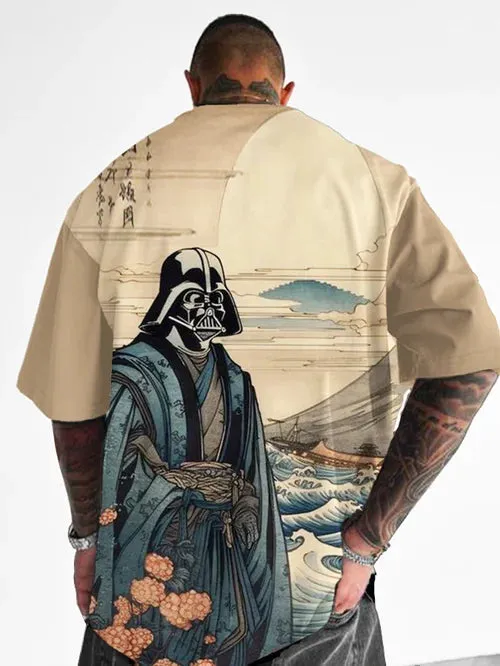 Trendy Samurai Print Short Sleeve Shirt
