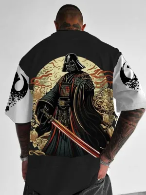 Trendy Samurai Print Short Sleeve Shirt