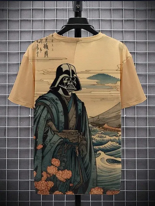 Trendy Samurai Print Short Sleeve Shirt