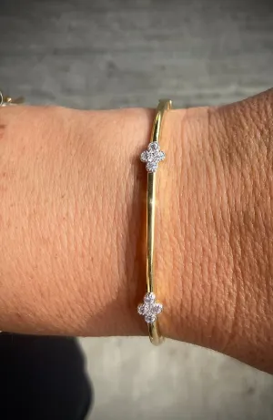 Two tone Pave Flower Bangle