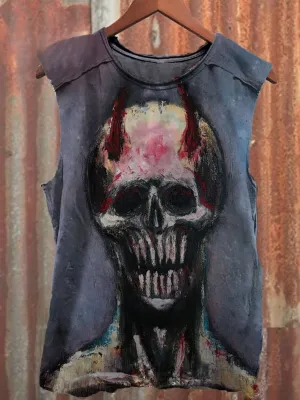 Unisex Demon Skeleton Graffiti 100% Cotton Tank Top