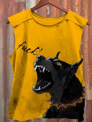 Unisex Fuck Black Dog Belgian Malinois Art Print Casual Tank Top