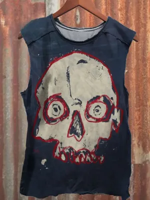Unisex Graffiti Skull Print 100% Cotton Tank Top