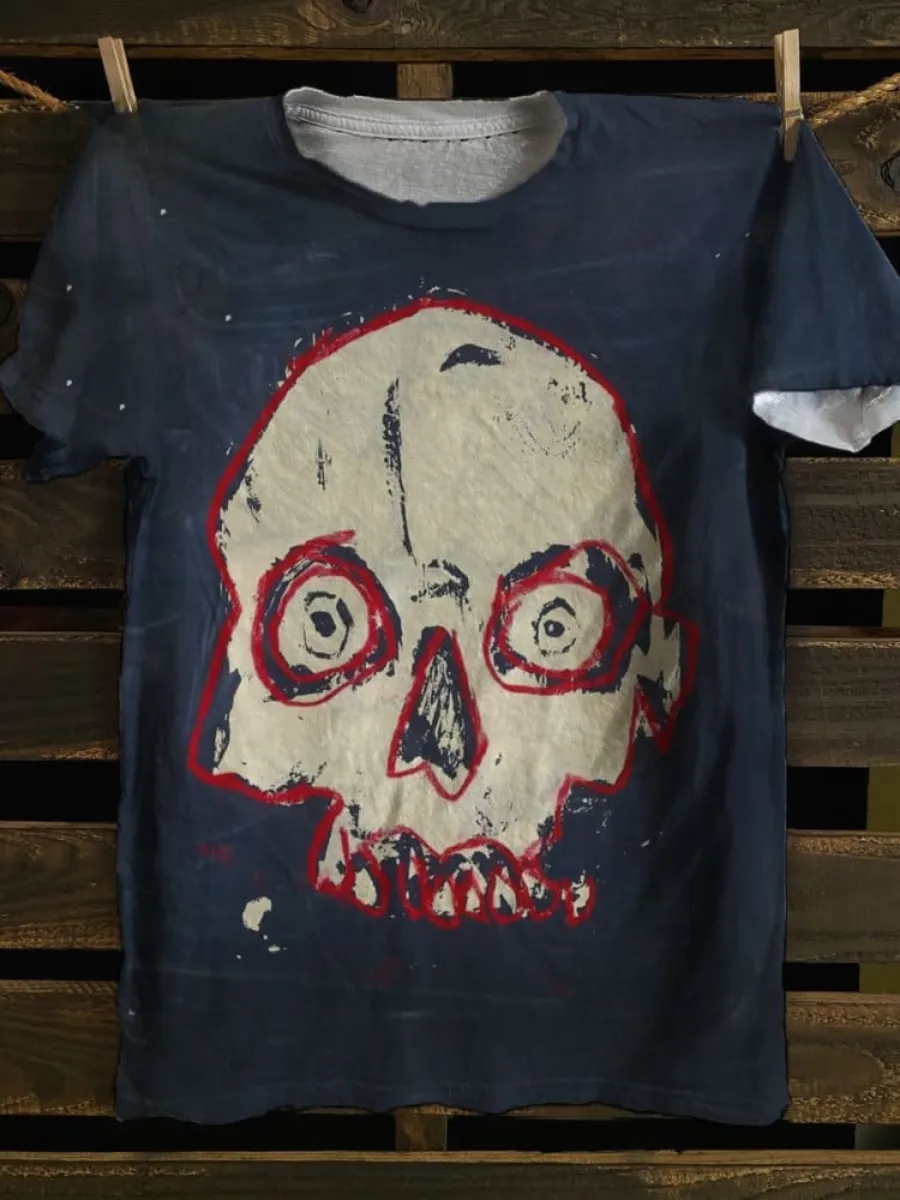 Unisex Graffiti Skull Print 100% Cotton Tank Top