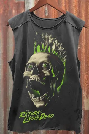 Unisex Green Skull Print Casual 100% Cotton Tank Top