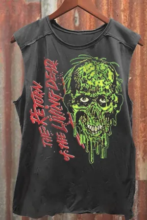 Unisex Green Zombie The Return To The Living Dead Print 100% Cotton Casual Tank Top
