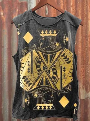 Unisex Playing Cards Art Illustration Print Casual Tank Top