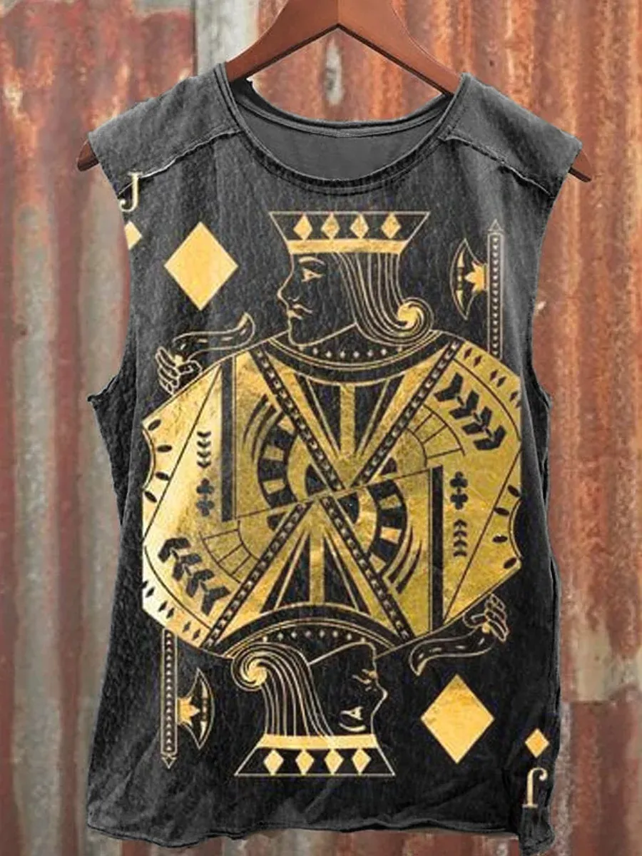Unisex Playing Cards Art Illustration Print Casual Tank Top