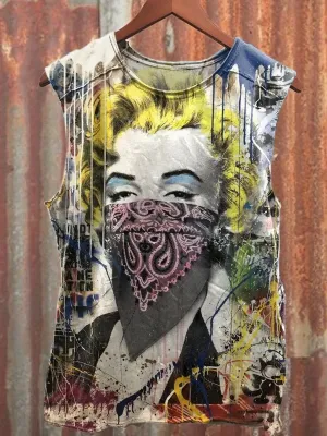 Unisex Retro Graffiti Art Print Casual Tank Top