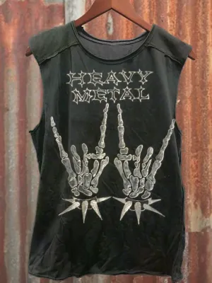 Unisex Retro Heavy Metal Music Skull Art Pattern Printed Casual Tank Top