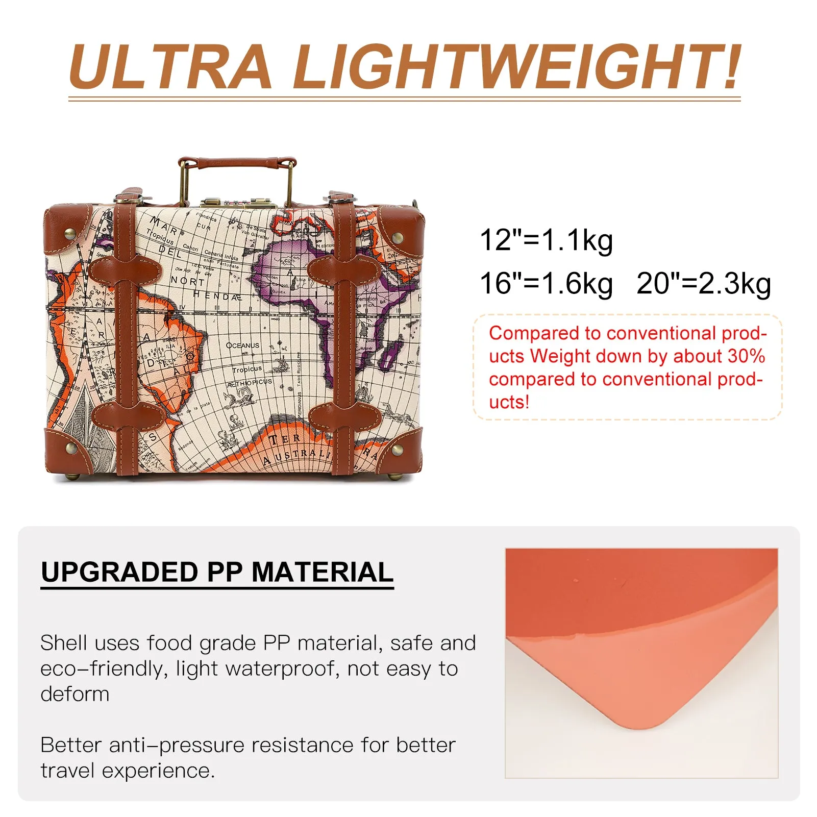 urecity Vintage Carry-on Overnight Case 16 inches