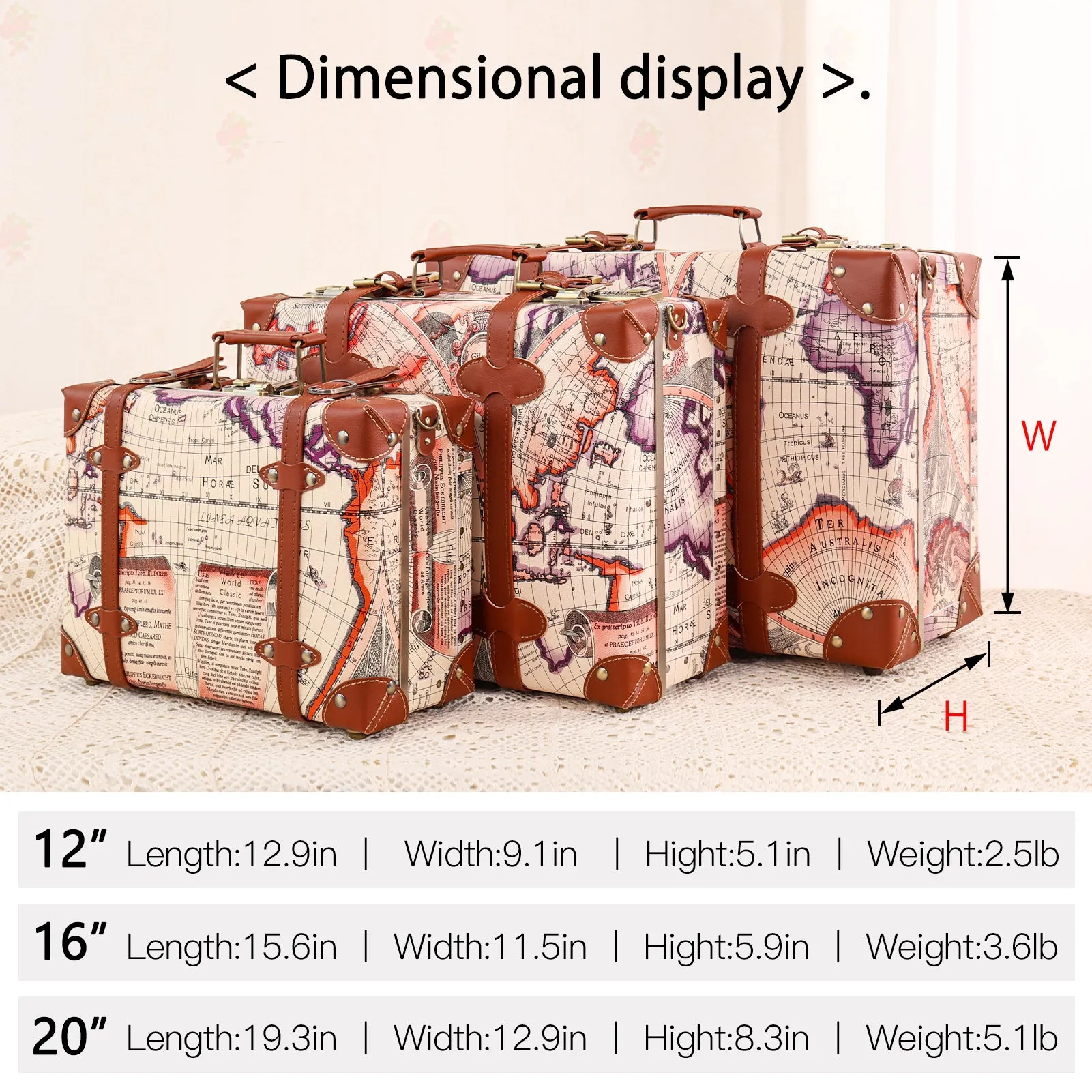 urecity Vintage Carry-on Overnight Case 16 inches