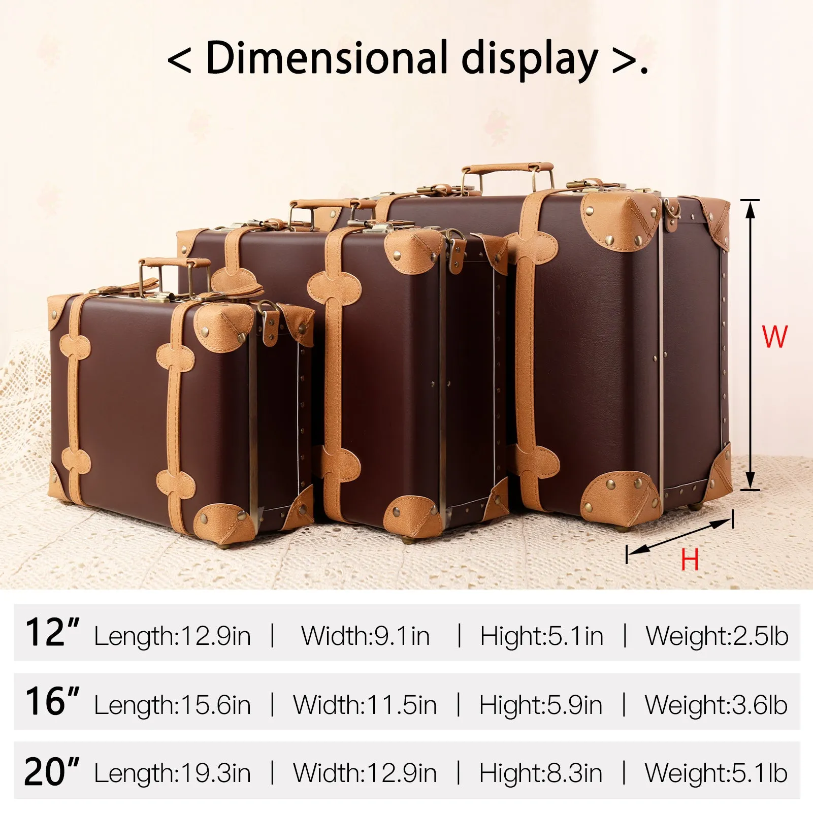 urecity Vintage Carry-on Overnight Case 16 inches