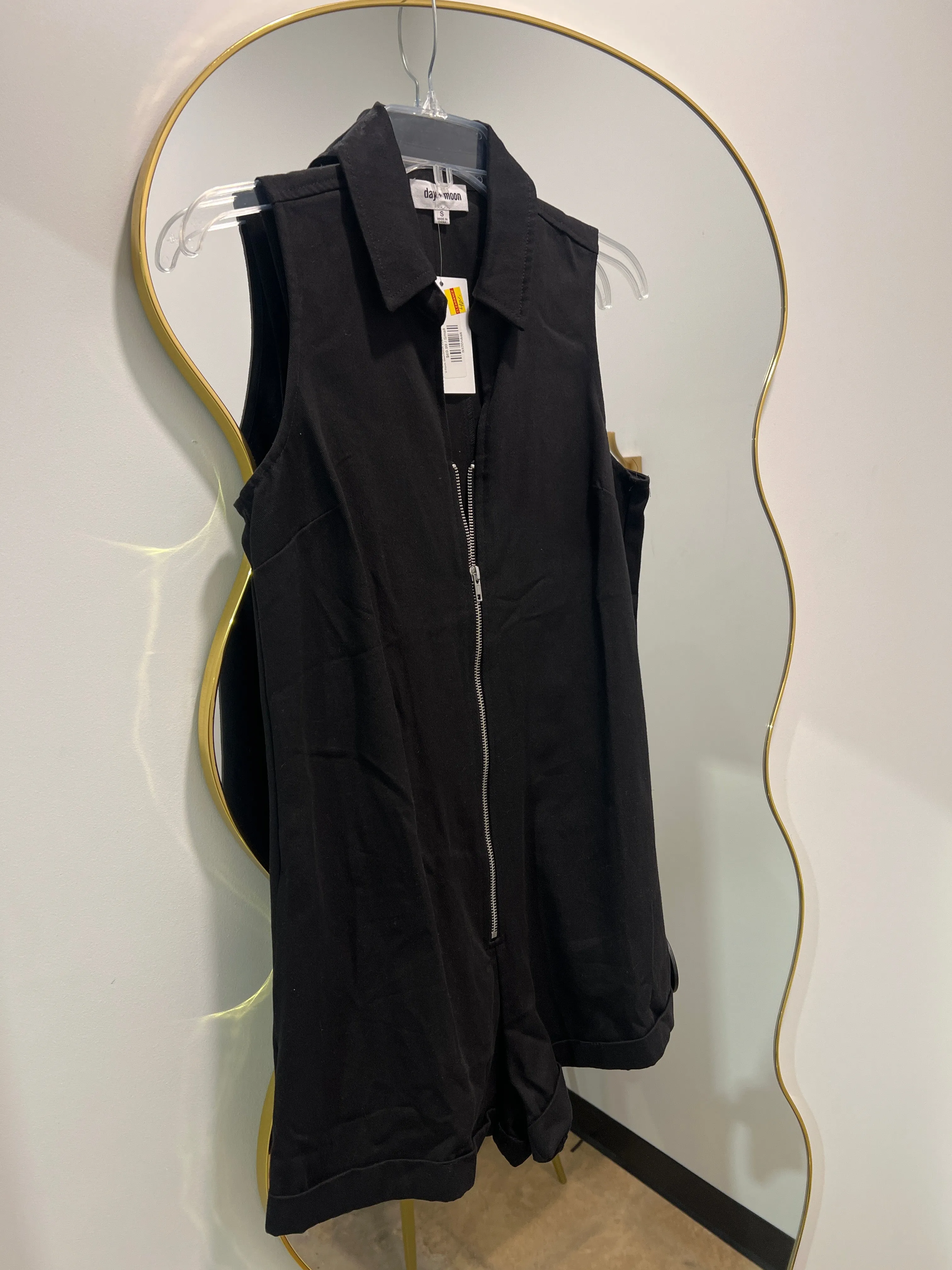 V-Neck Sleeveless Zipper Denim Romper