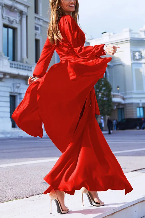 V-Neck Slit Design Sexy Maxi Dress