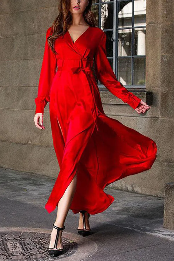 V-Neck Slit Design Sexy Maxi Dress