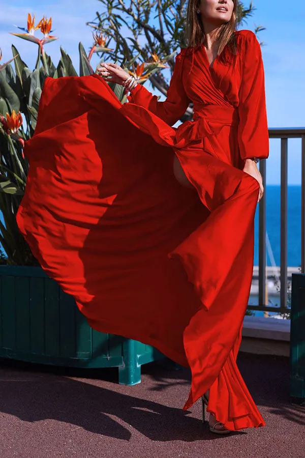 V-Neck Slit Design Sexy Maxi Dress