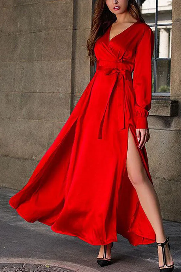 V-Neck Slit Design Sexy Maxi Dress