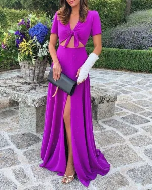 V-neck Split Evening Dress Formal Party Prom Dresses     fg5171