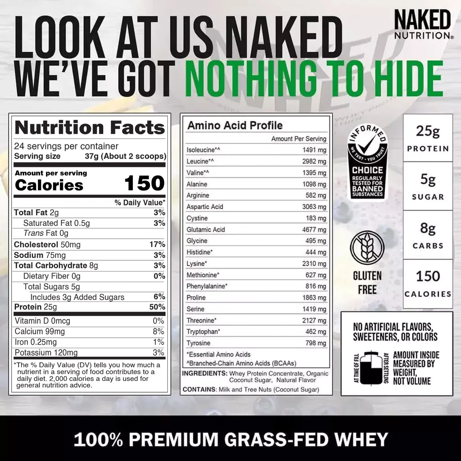Vanilla Whey Protein Powder 2LB | Naked Whey - 2LB