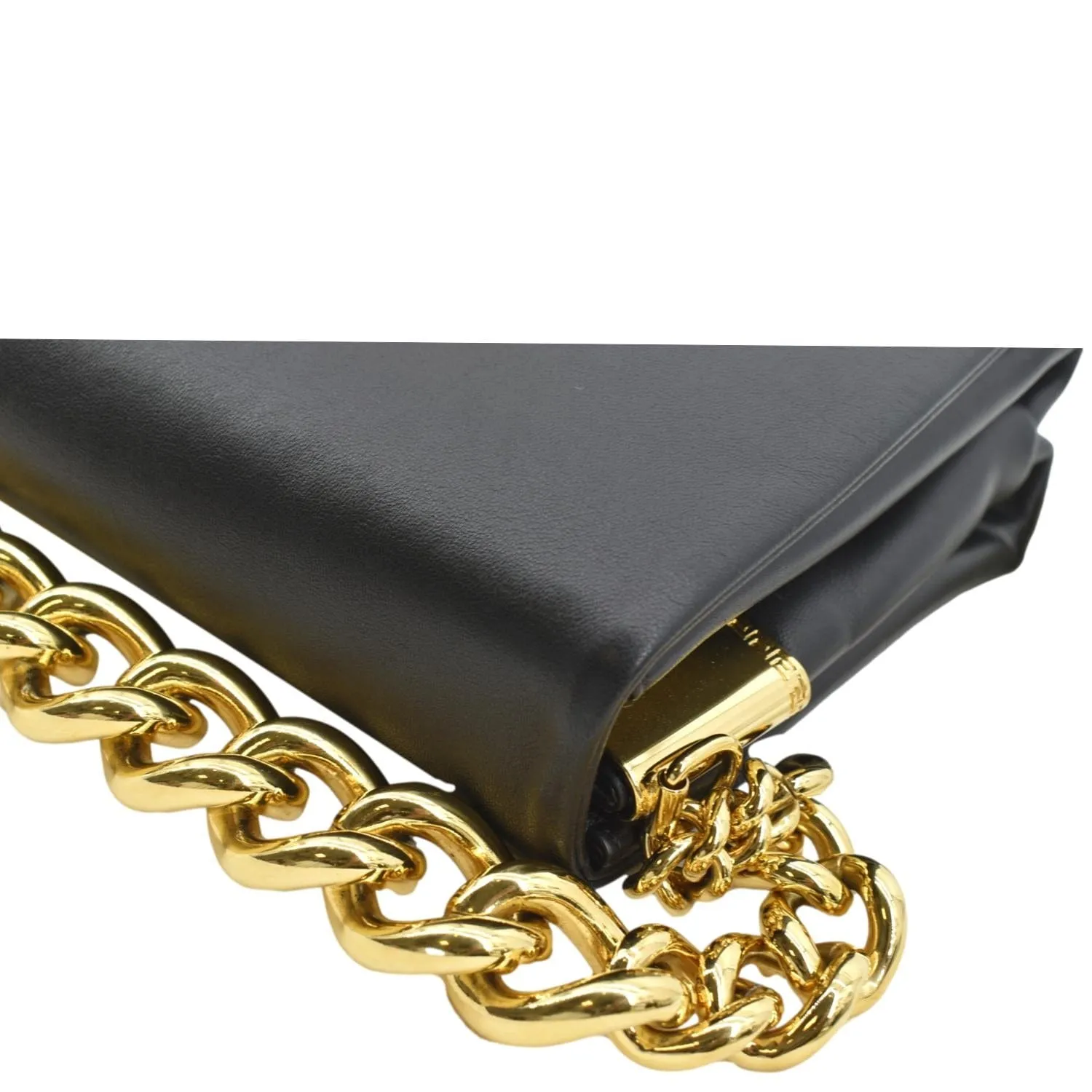 VERSACE Medusa Calfskin Leather Chain Clutch Bag Black