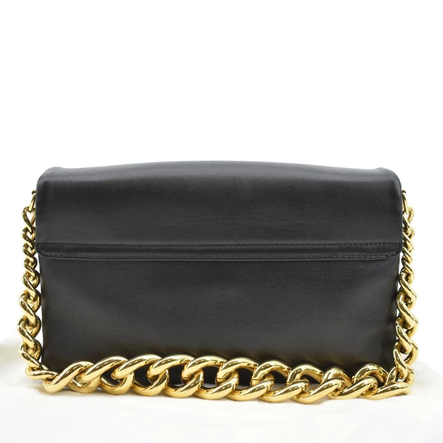 VERSACE Medusa Calfskin Leather Chain Clutch Bag Black