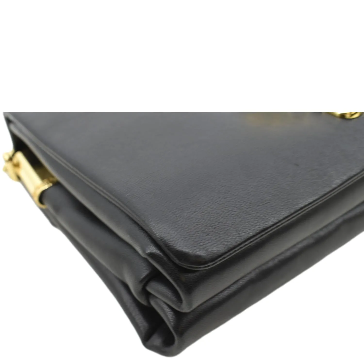 VERSACE Medusa Calfskin Leather Chain Clutch Bag Black