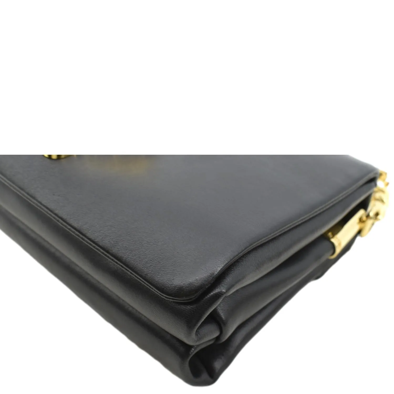 VERSACE Medusa Calfskin Leather Chain Clutch Bag Black