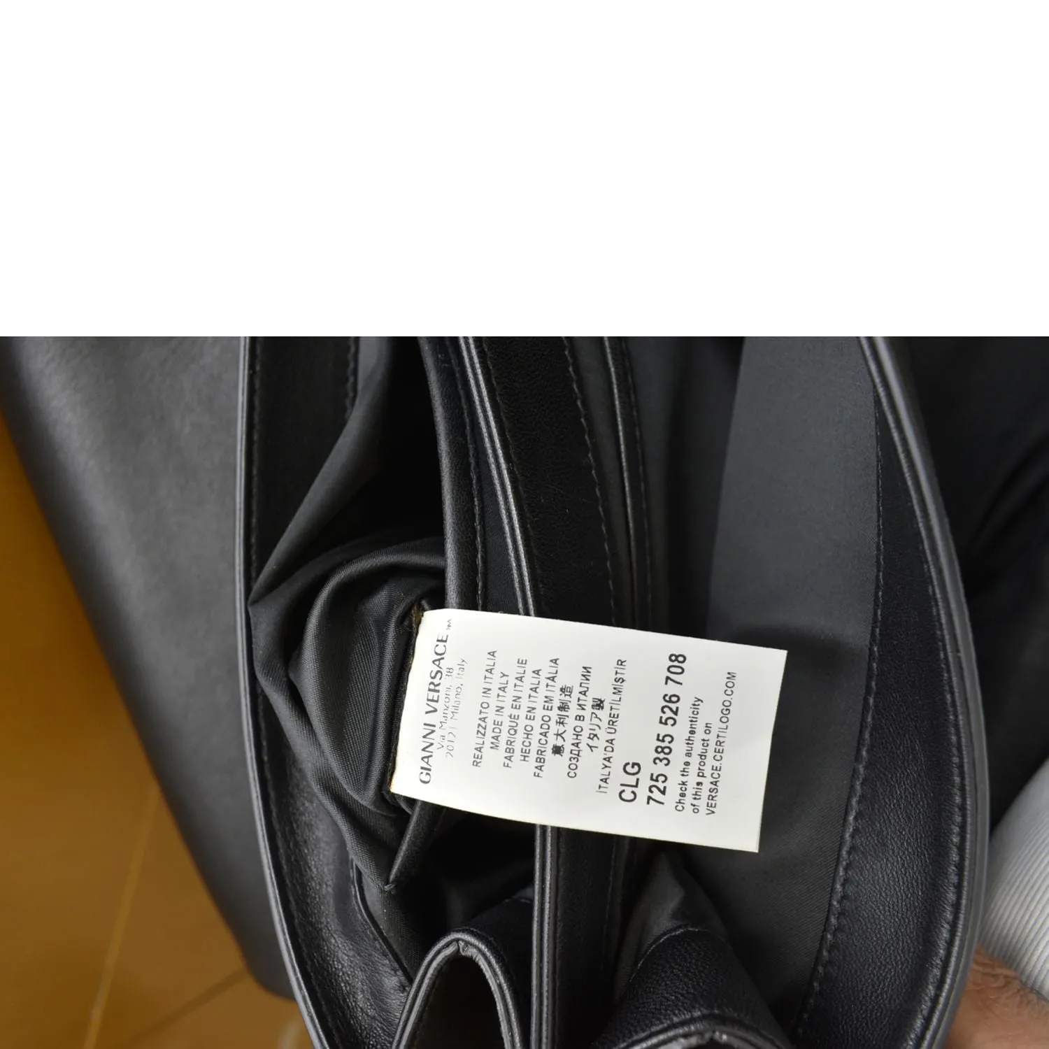 VERSACE Medusa Calfskin Leather Chain Clutch Bag Black