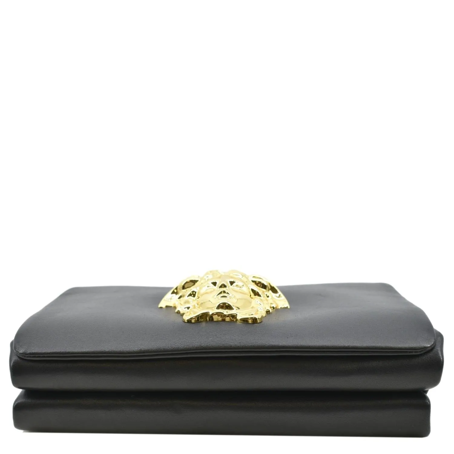 VERSACE Medusa Calfskin Leather Chain Clutch Bag Black