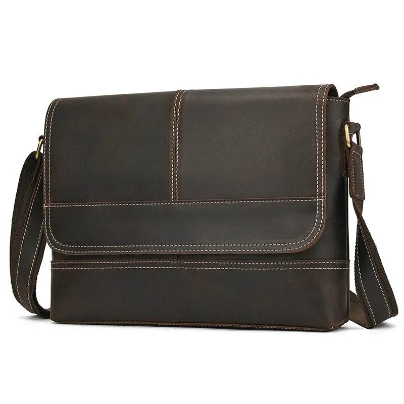Vintage Fashion Leather Crossbody Messenger Bag for Men Sling Bag