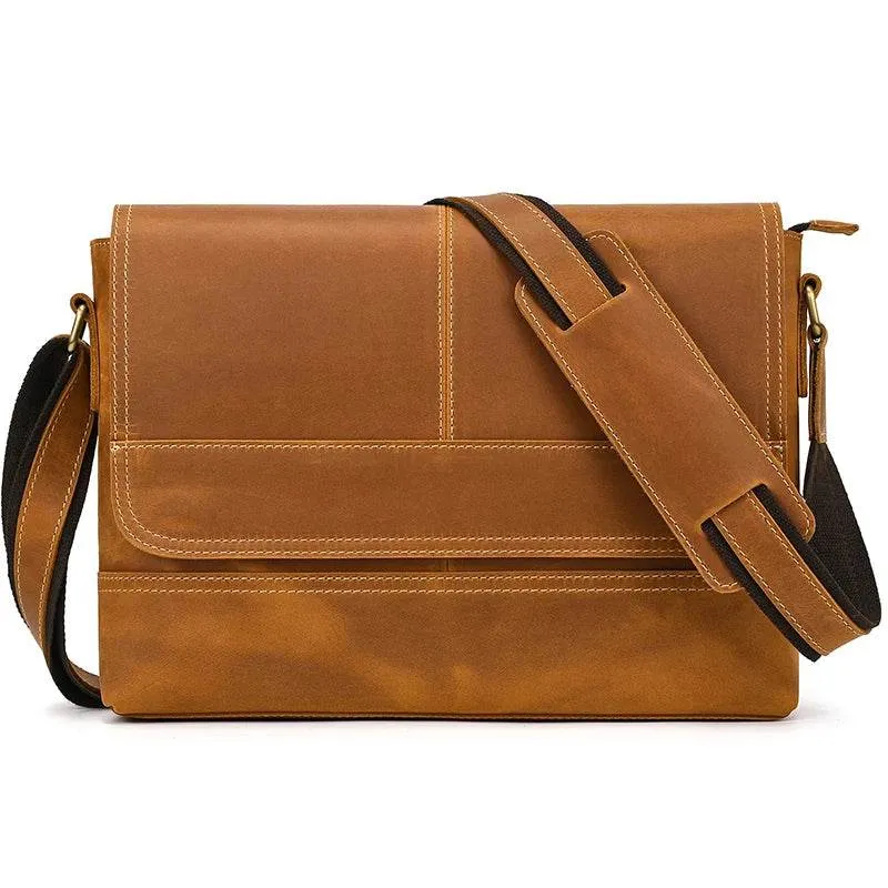 Vintage Fashion Leather Crossbody Messenger Bag for Men Sling Bag